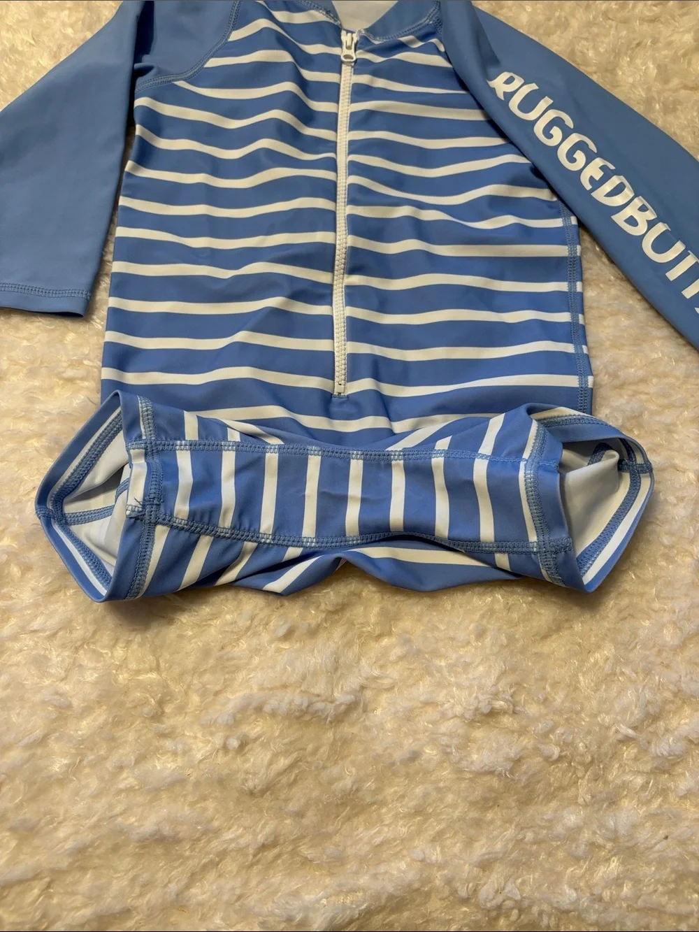 Rugged Butts Blue Stripe Long-Sleeve Rash Guard Swim Suit 18-24M